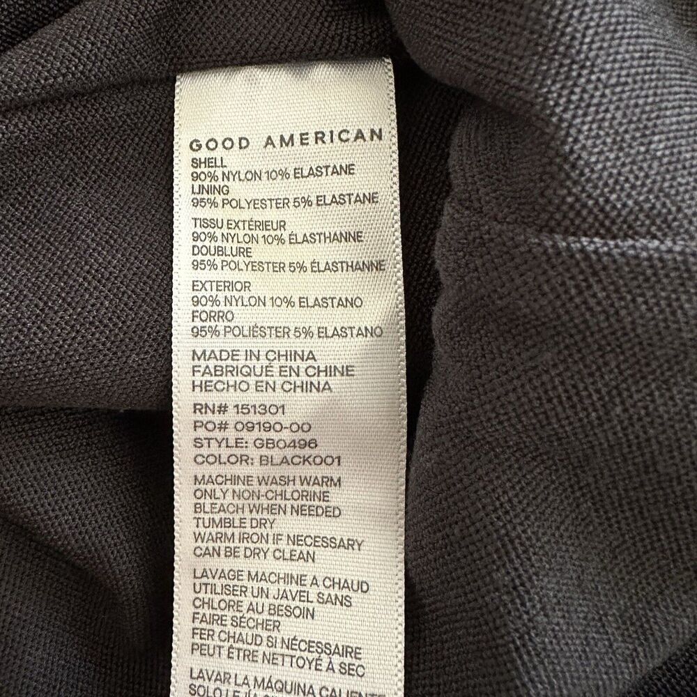 Good American Women Black Scuba Modern Tank Square Neck Bodysuit Size 2 - Picture 7 of 8